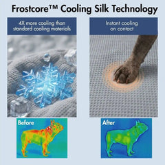 Frostcore™ Cooling Couch Cover Dog Bed and Cooling Mat Set - Waffle Grey Ash Blue