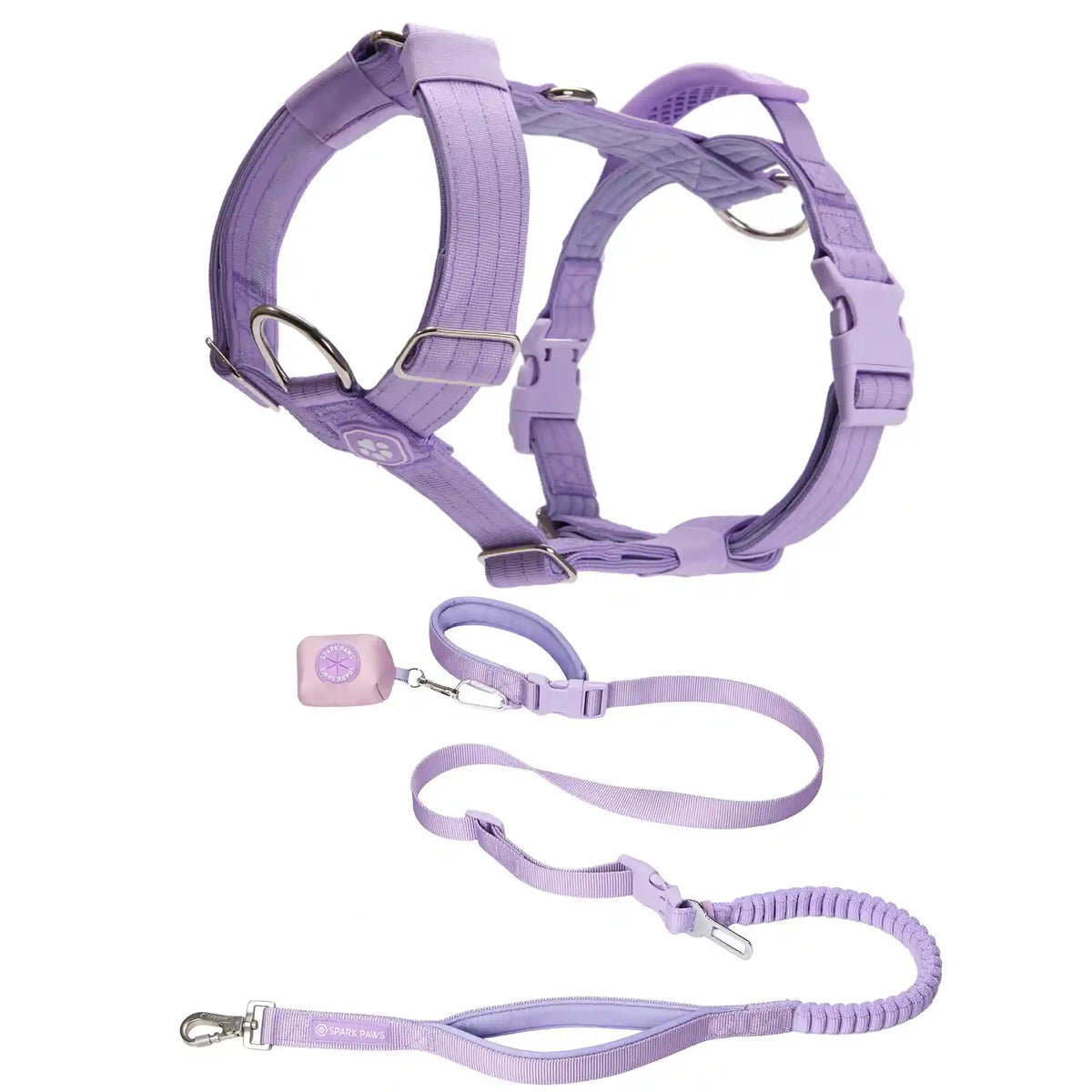 Comfort Control No-Pull Dog Harness and Multipurpose Leash Set - Purple
