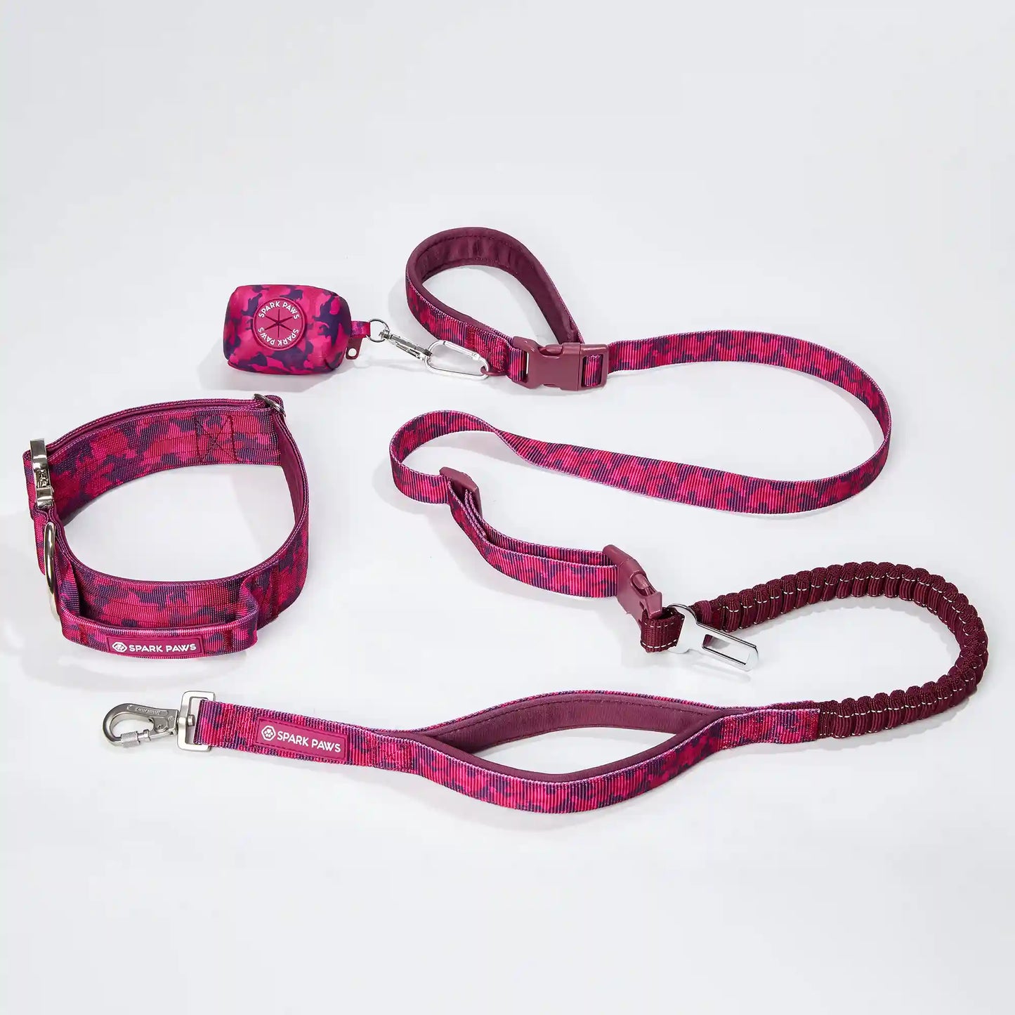 Comfort Control Collar and Multipurpose Leash Set - Fuchsia Camo