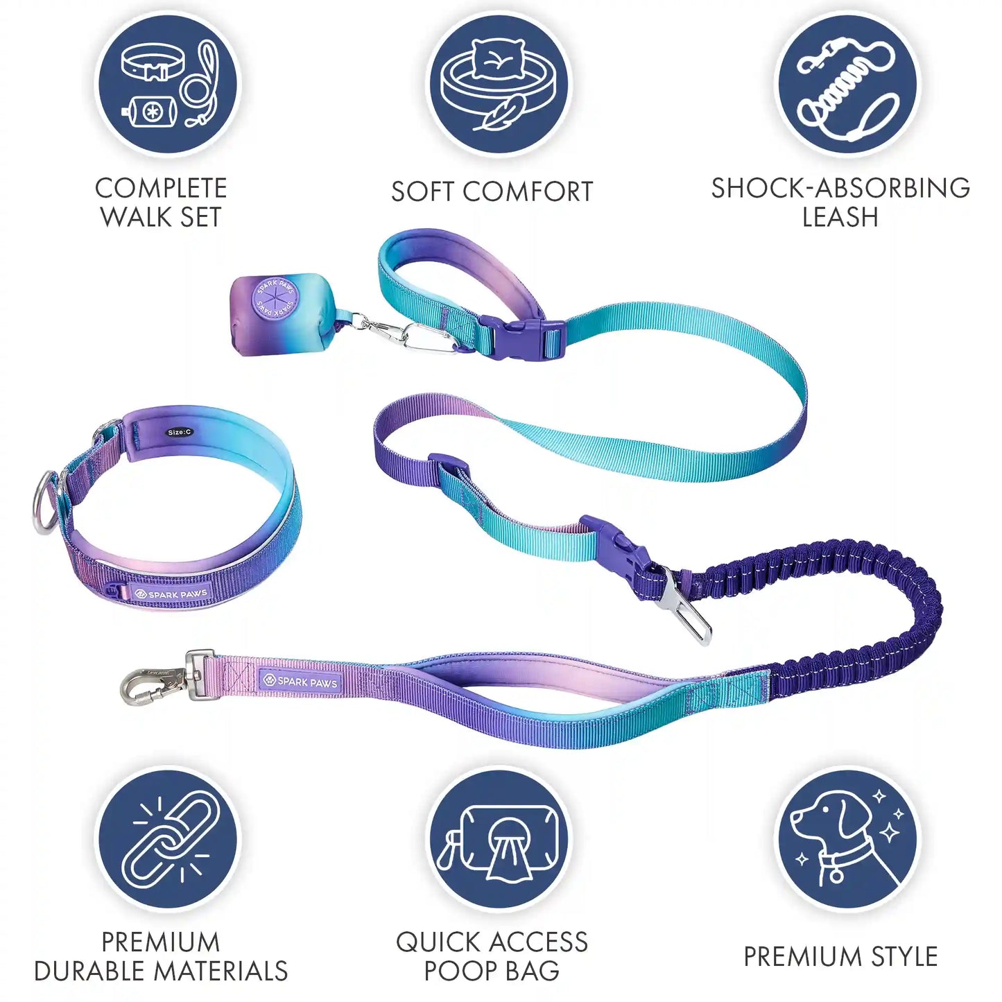 Martingale Collar and Multipurpose Leash Set - 90s Retro
