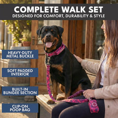 Comfort Control Collar and Multipurpose Leash Set - Fuchsia Camo