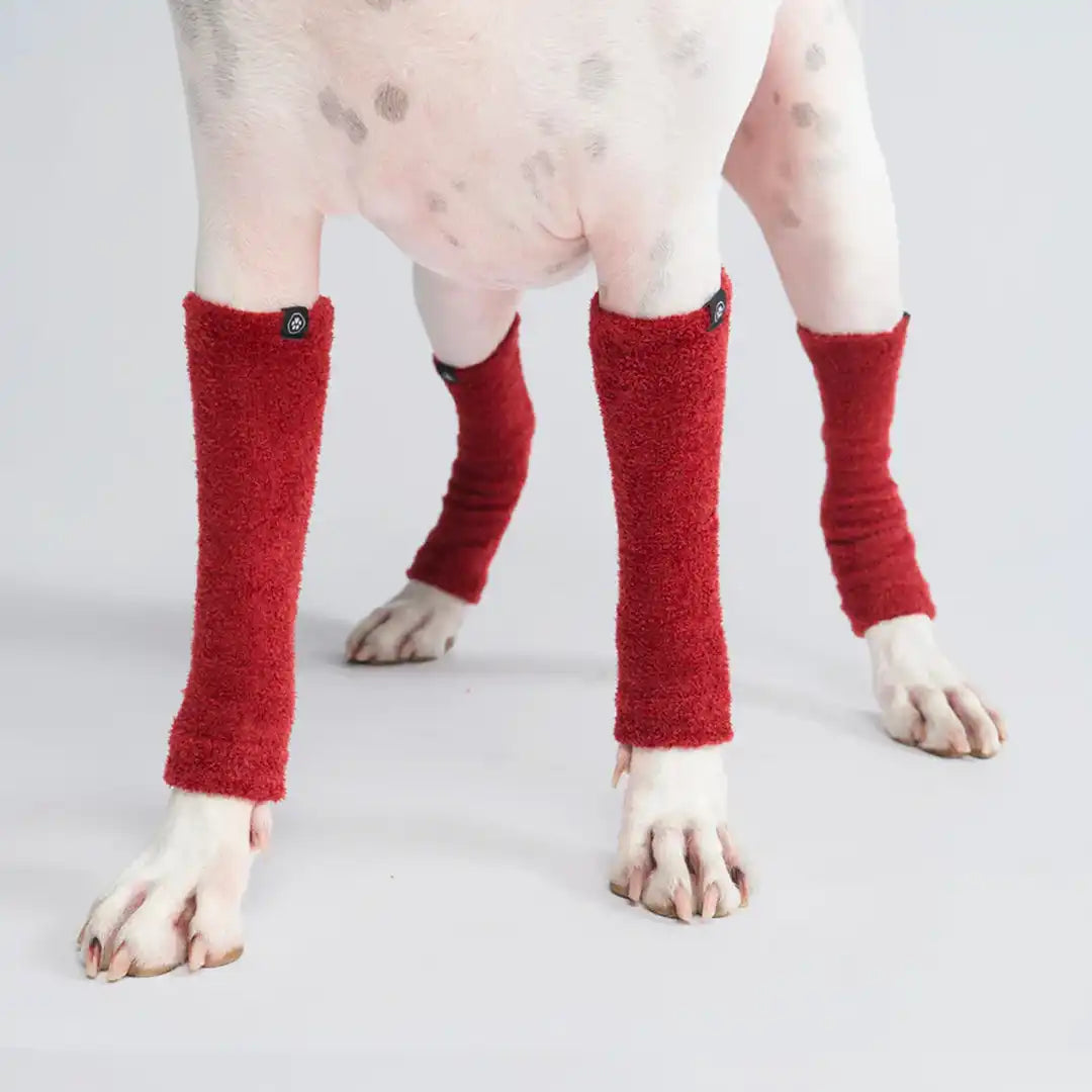 Stretchy Fleece Dog Leg Warmer Sleeves - Red