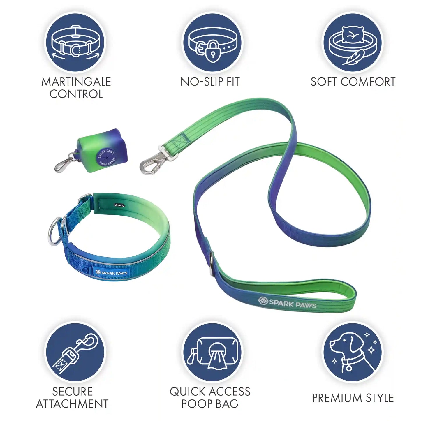 Martingale Collar Set - Lime Wave