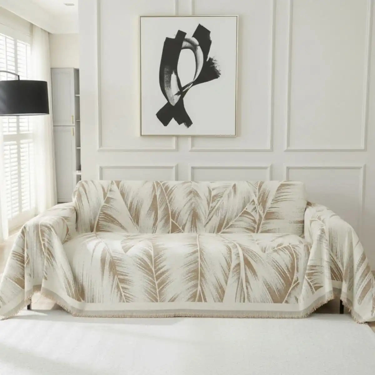 Pet Couch Cover - Leaves Beige