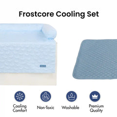 Frostcore™ Cooling Couch Cover Dog Bed and Cooling Mat Set - Hearts Blue Ash Blue
