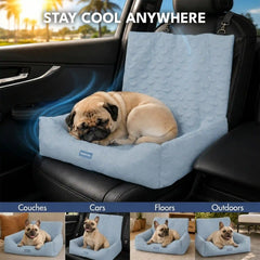 Frostcore™ Dog Cooling Car Seat Bed - Hearts Ash Blue