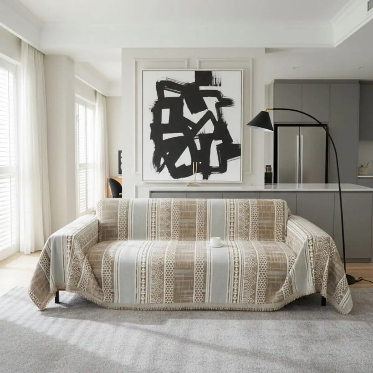 Pet Couch Cover - Modern Mosaic Beige