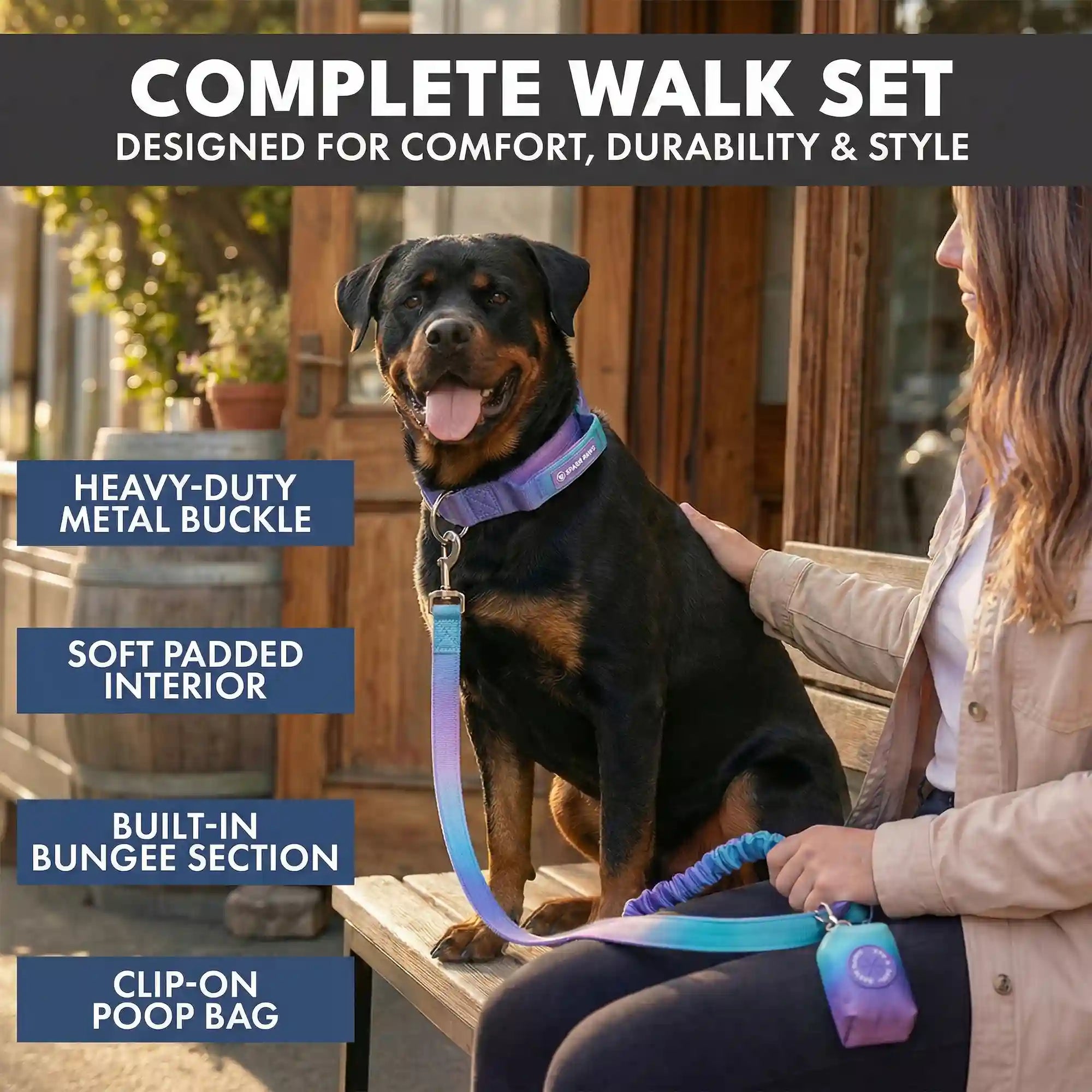 Comfort Control Collar and Multipurpose Leash Set - 90s Retro