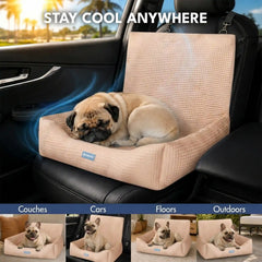 Frostcore™ Dog Cooling Car Seat Bed - Waffle Brown