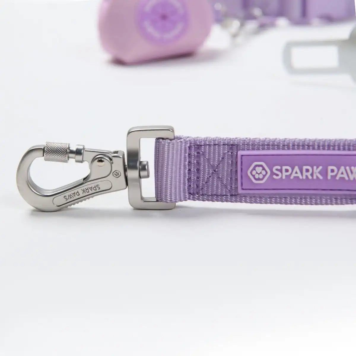 Multipurpose Seatbelt Handsfree Leash & Poop Bag Holder Set - Lilac